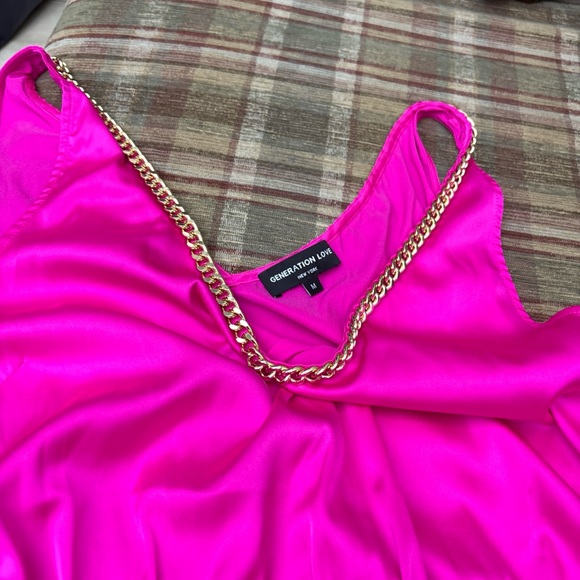 Generation Love Fuchsia Dress with Gold Chain Accent - Picture 6 of 7
